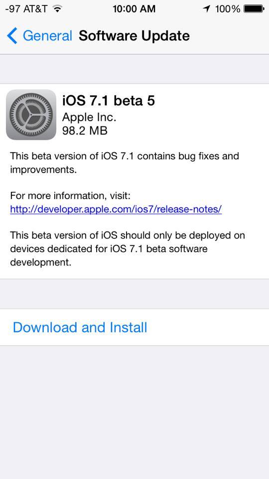 iOS 7.1 Beta 5